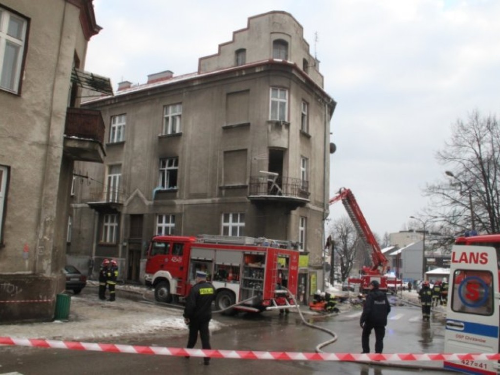 Pożar kamienicy przy ul. 3 Maja w Chrzanowie - 10.01.2013 r.