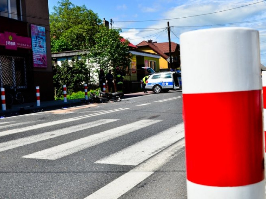 BABICE. Poszkodowanego motocyklistę zabrał helikopter (ZDJĘCIA)
