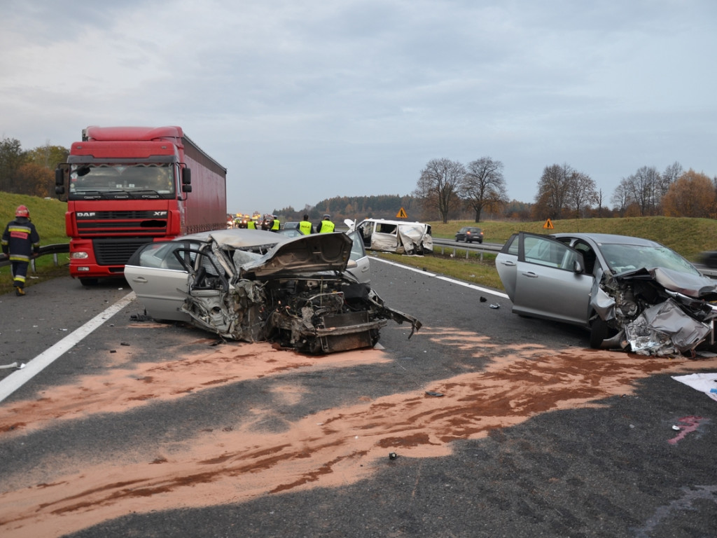 Karambol na autostradzie A4 - 7.11.2014