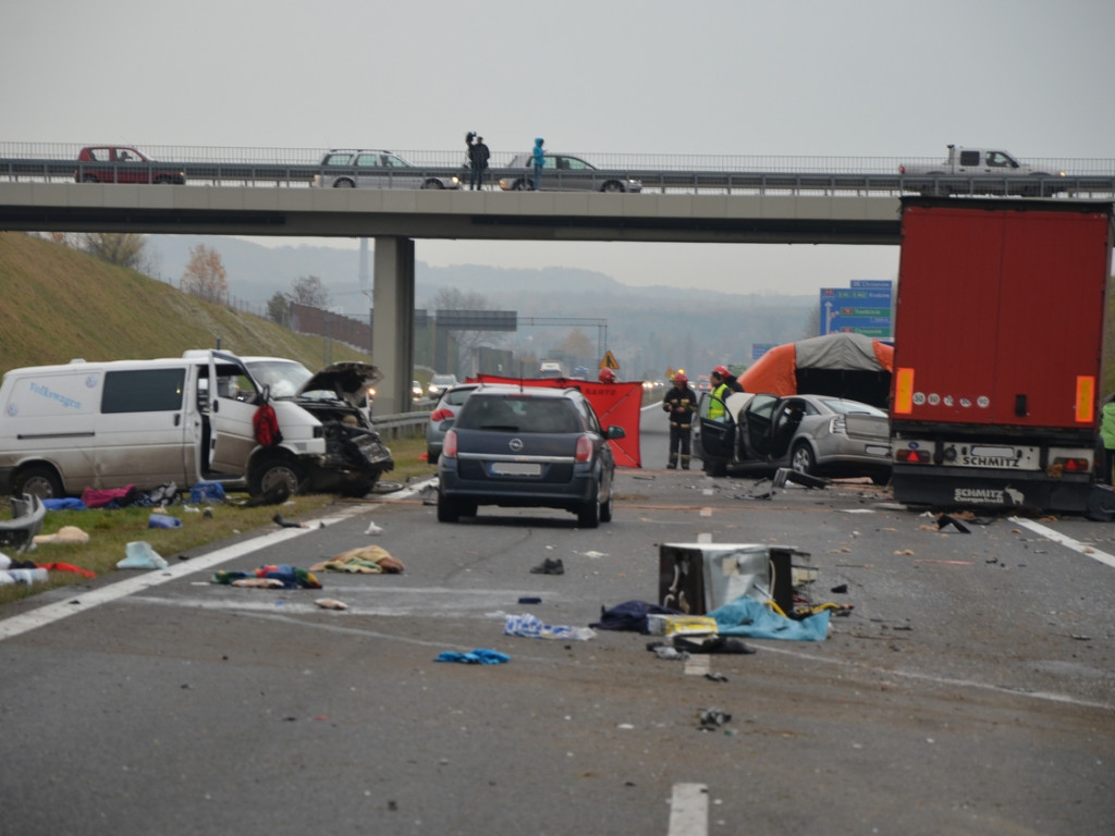 Karambol na autostradzie A4 - 7.11.2014