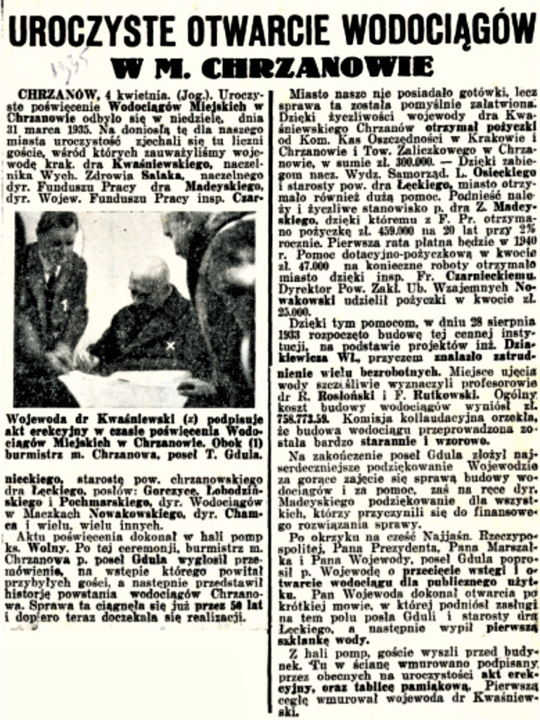Jubileusz chrzanowskich wodociągów