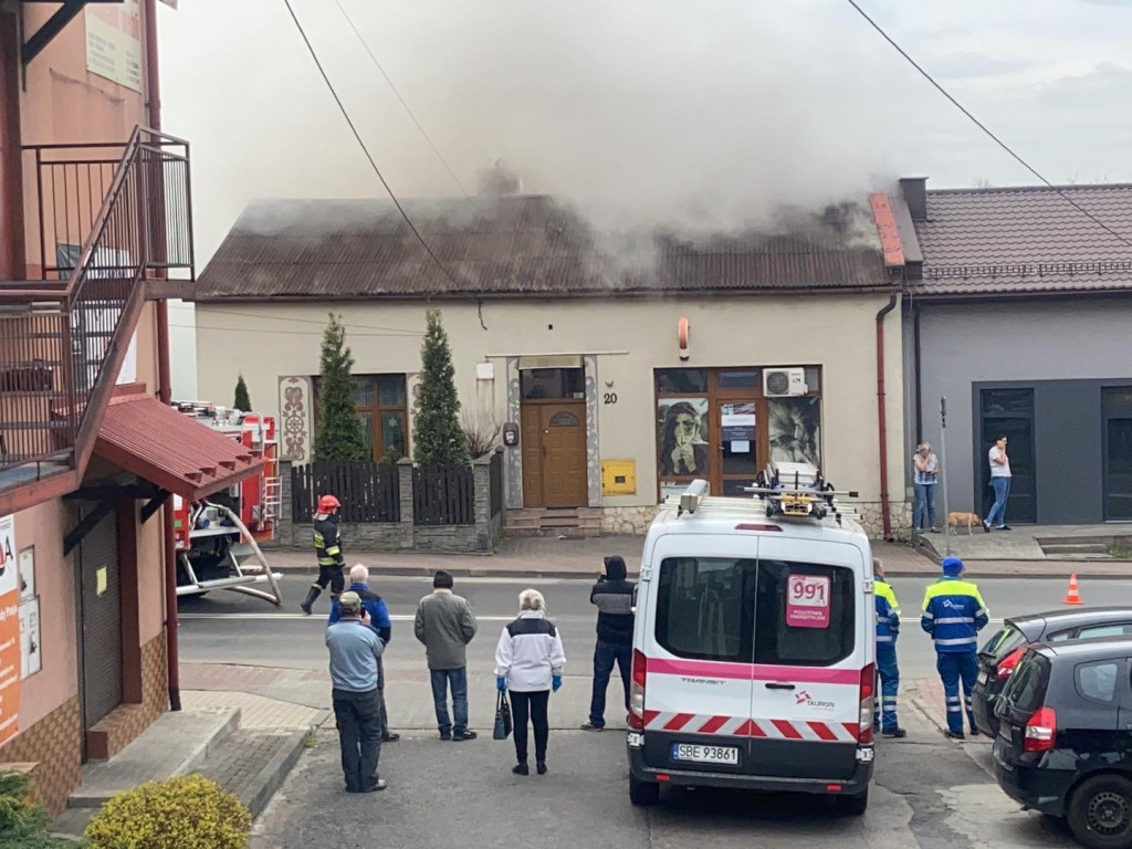 Pożar na ulicy Krakowskiej w Trzebini