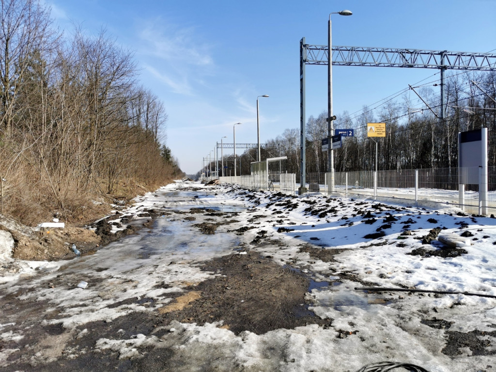 Tak obecnie wygląda przebudowywany przystanek kolejowy w Dulowej - luty 2021