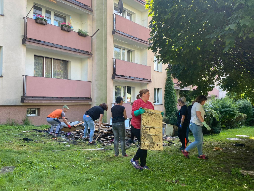Sprzątanie po pożarze w Libiążu