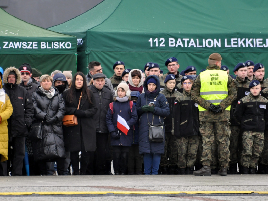 Przysięga żołnierzy 11. Małopolskiej Brygady Obrony Terytorialnej w Chrzanowie