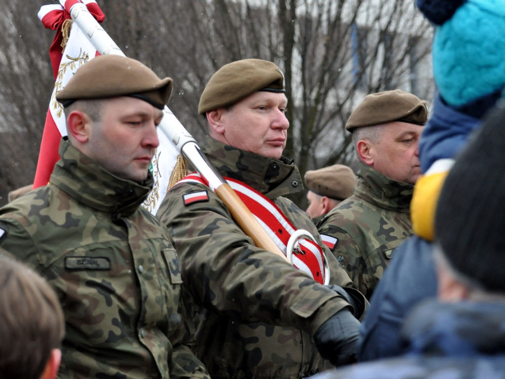 Przysięga żołnierzy 11. Małopolskiej Brygady Obrony Terytorialnej w Chrzanowie