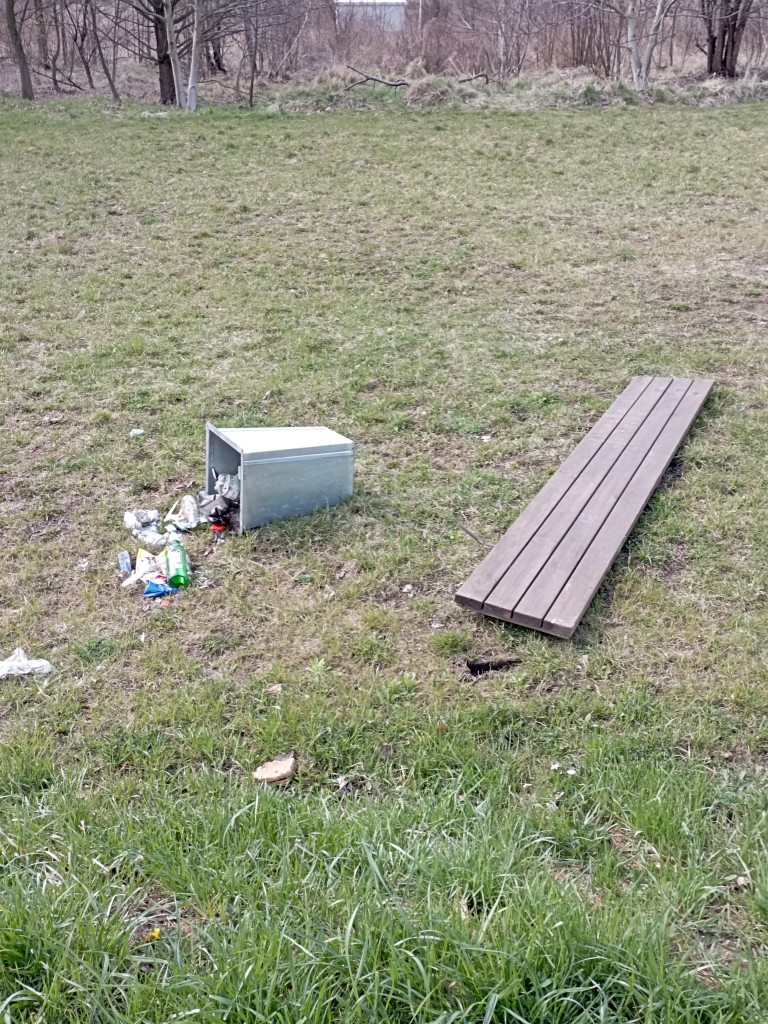 Dewastacje na osiedlu Centrum w Trzebini
