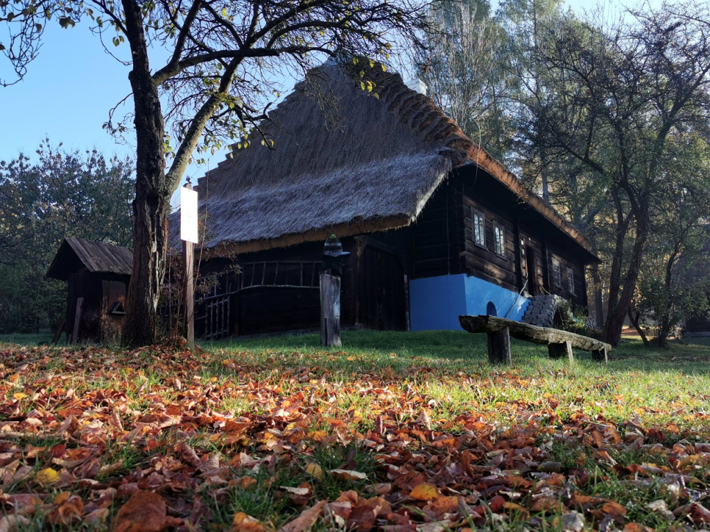 Skansen w Wygiełzowie jesienią. Jest pięknie i kolorowo