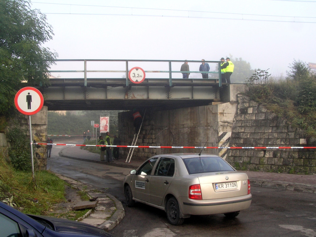 Pożar cysterny pod wiaduktem na ul. Krakowskiej w Chrzanowie w 2008 roku