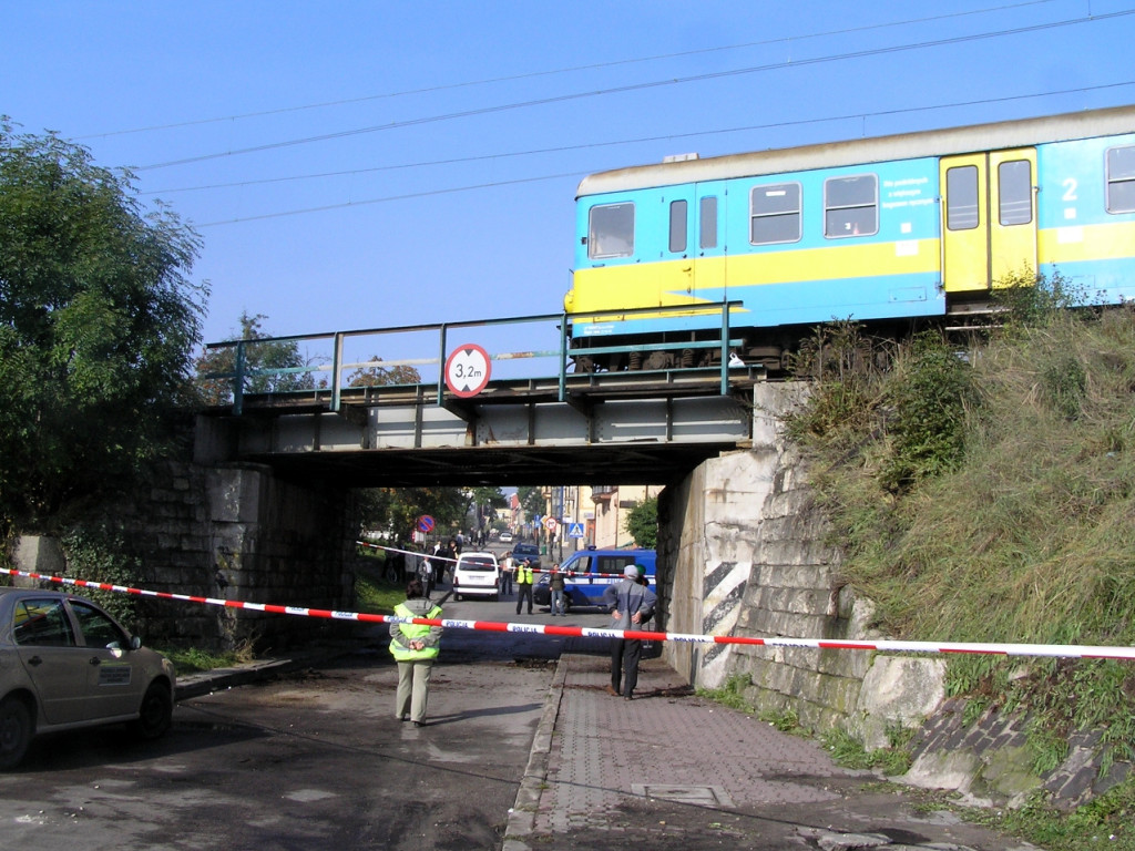 Pożar cysterny pod wiaduktem na ul. Krakowskiej w Chrzanowie w 2008 roku