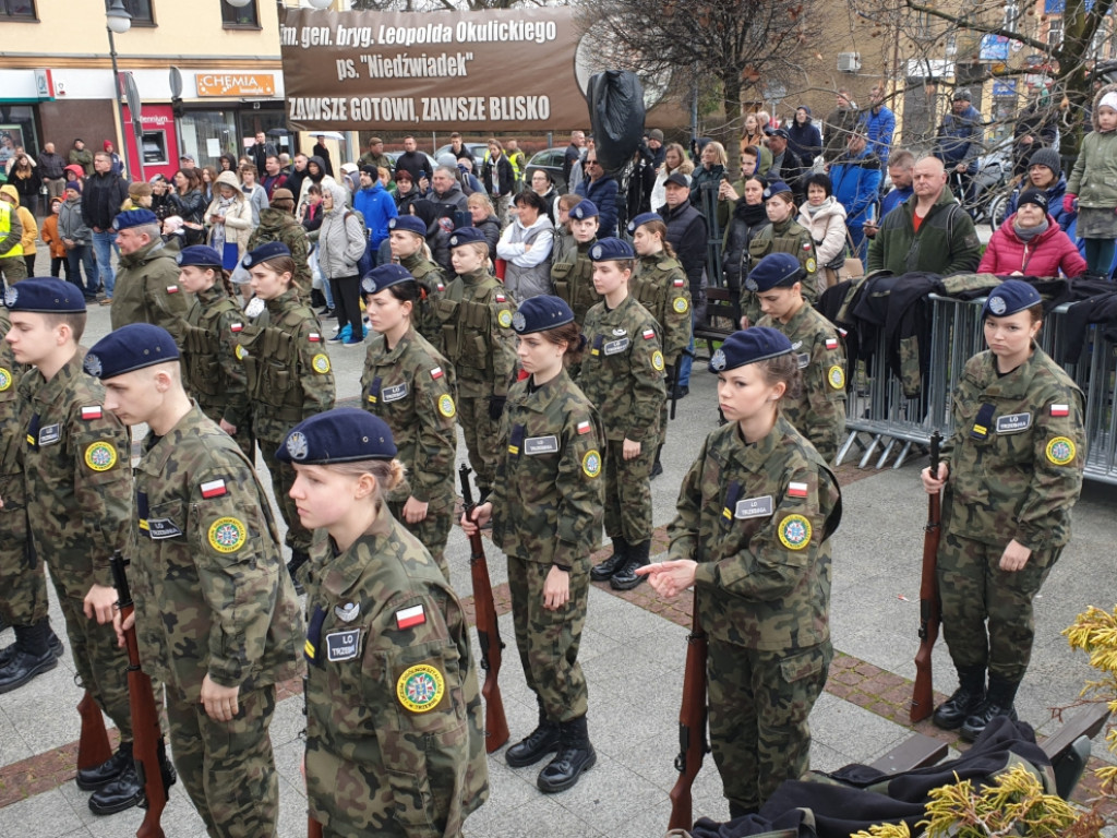 Przysięga żołnierzy WOT na rynku w Trzebini 1.04.2023