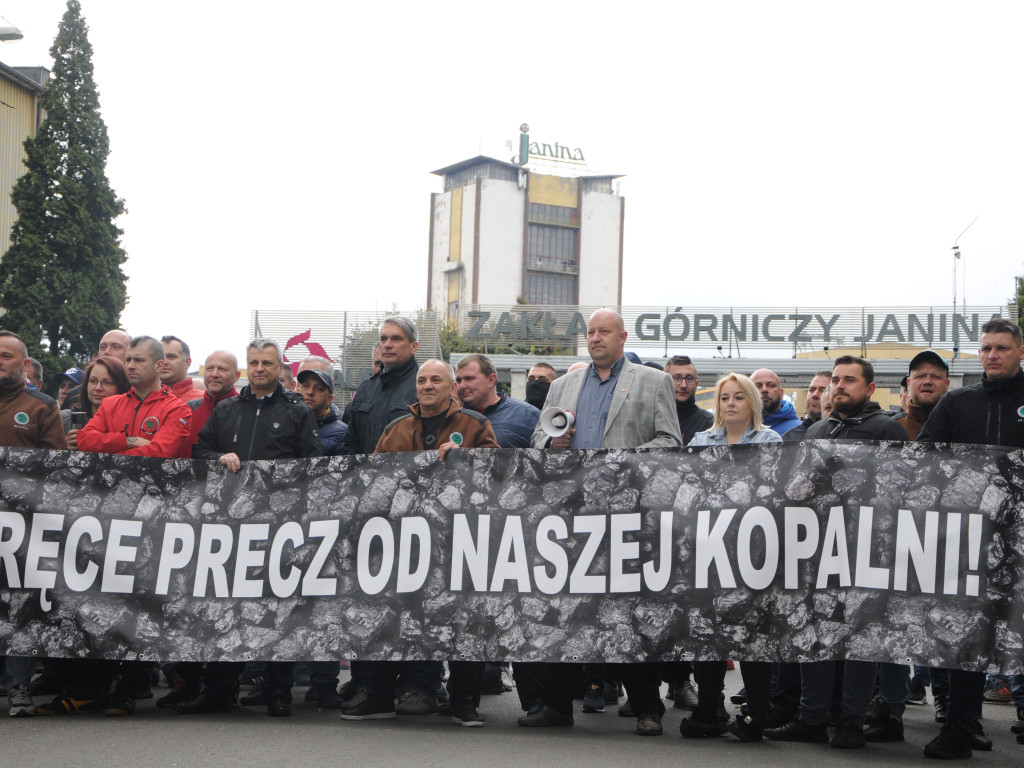 Protesty i manifestacje w sprawie wstrząsów pod kopalnią Janina w Libiążu