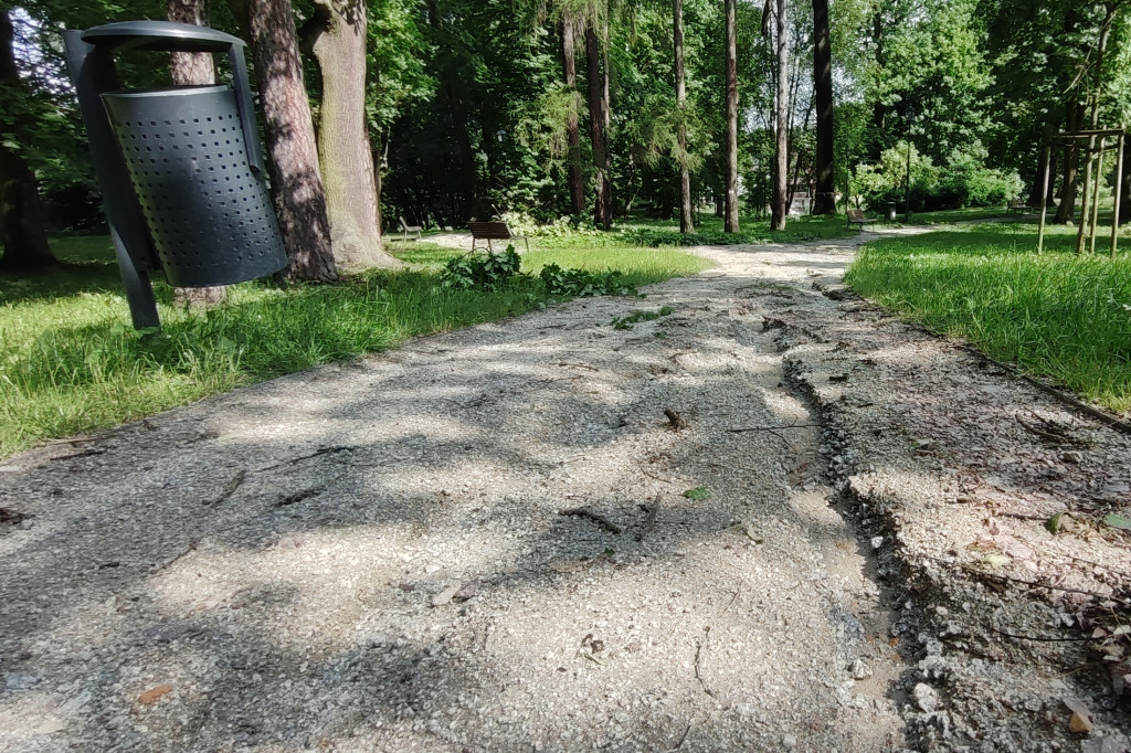 Park po nawałnicy w Chrzanowie Kościelcu