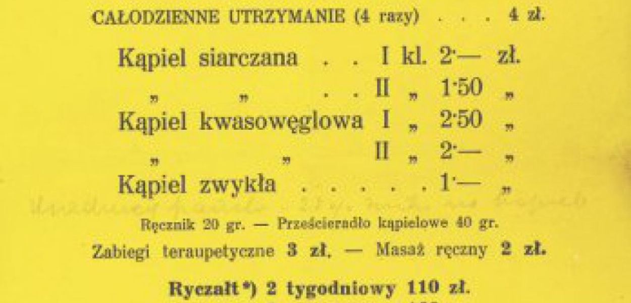 Druk reklamowy wydany przez Zarząd Zdrojowy w Krzeszowicach na przełomie lat dwudziestych i trzydziestych XX wieku 