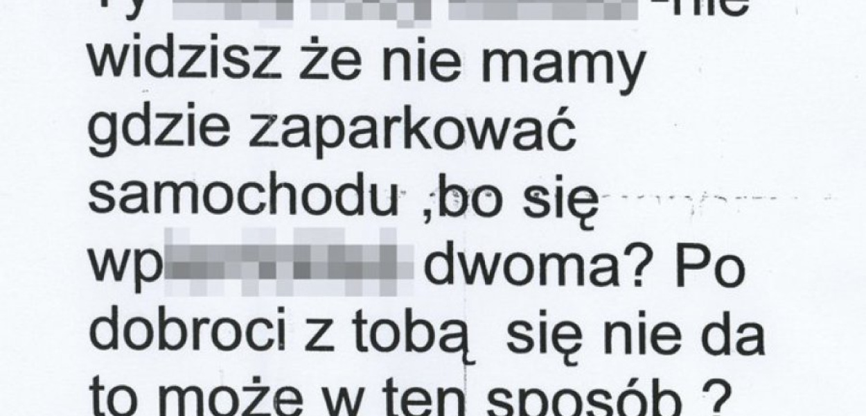 Treść anonimu do lokatora bloku na osiedlu ZWM w Trzebini