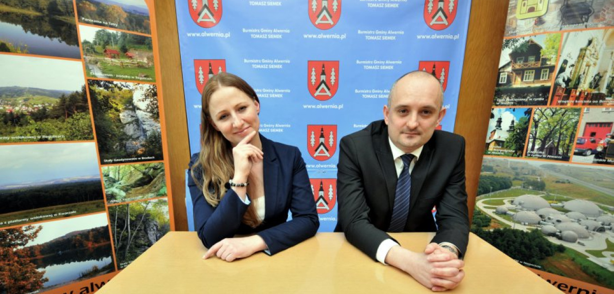 Wiceburmistrz Alwerni Anna Rajca i burmistrz Tomasz Siemek