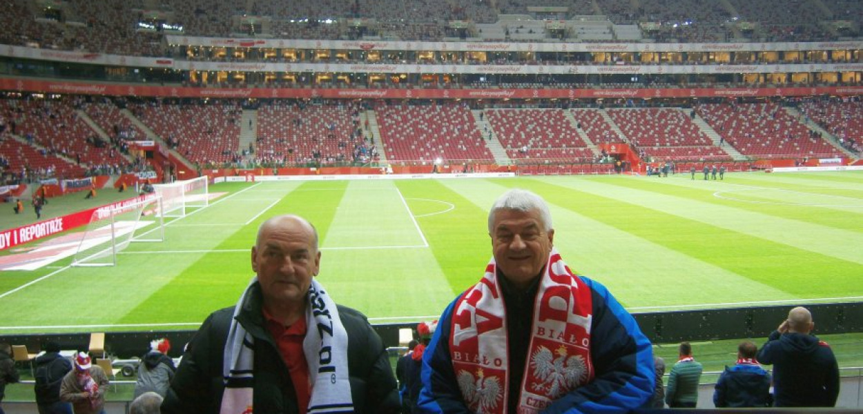 Bracia Edward i Antoni Gawronkowie na Stadionie Narodowym w Warszawie. Fot. Z archiwum Antoniego Gawronka
