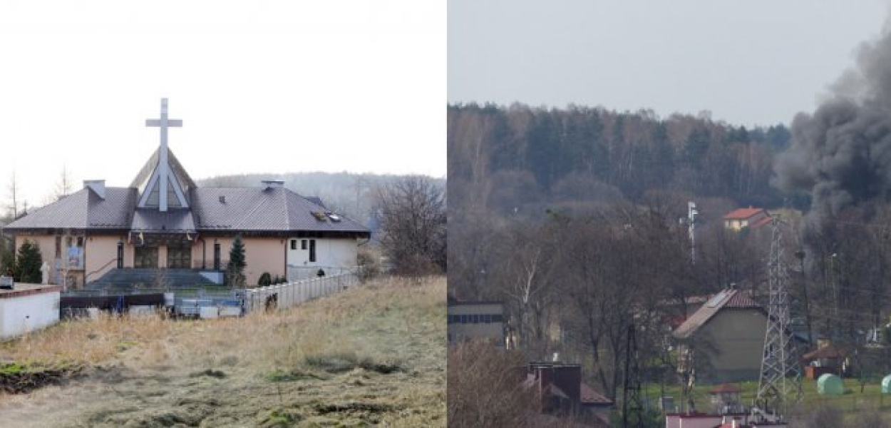 Przez chwilę zagrożony pożarem był kościół na chrzanowskich Kątach. FOT. Łukasz Dulowski oraz nadesłane przez Czytelnika