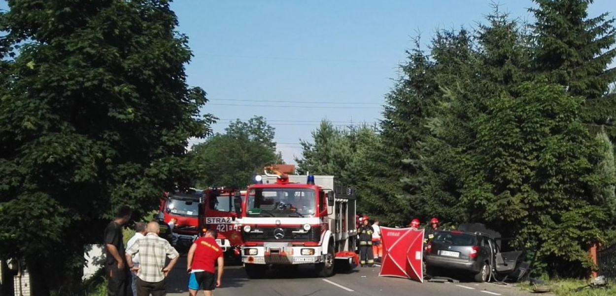 Wypadek na ul. Mickiewicza w Alwerni. FOT Bartek Piechota OSP Grojec