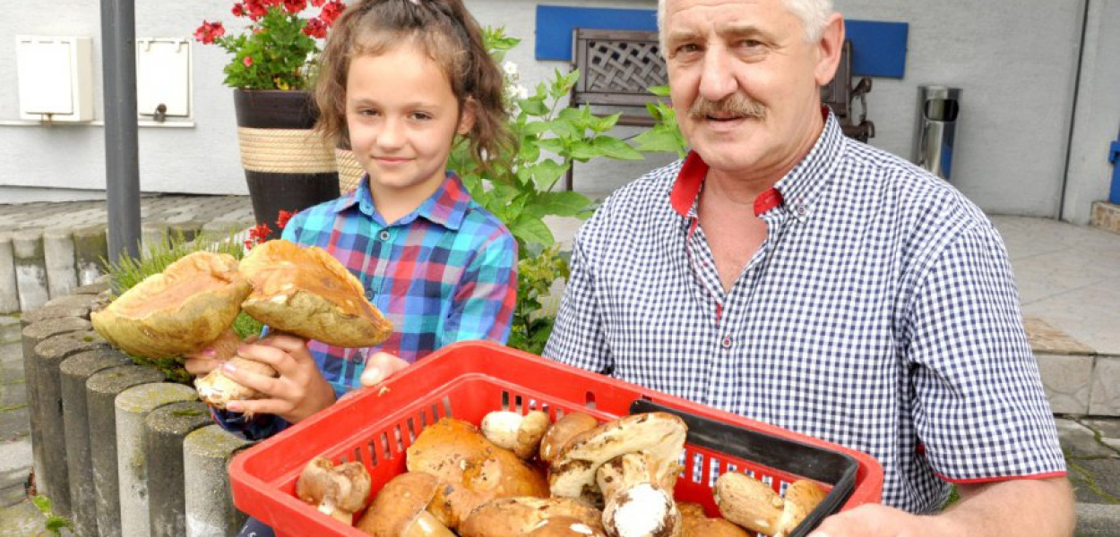 Krzysztof Celarek z wnuczką Weroniką Kuczaj często razem zbierają grzyby