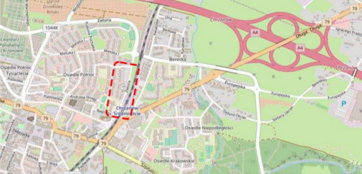 Zielona zostanie przebudowana na zaznaczonym odcinku. Mapa: OSM