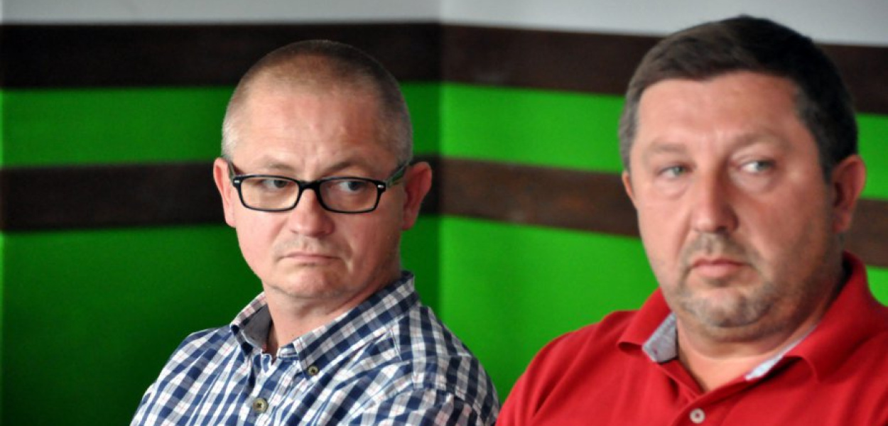 Działacze MKS Libiąż podczas spotkania w Zagórzu. Z lewej prezes klubu Tomasz Dressler
