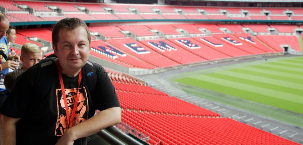 Michał Koryczan na stadionie Wembley w Londynie