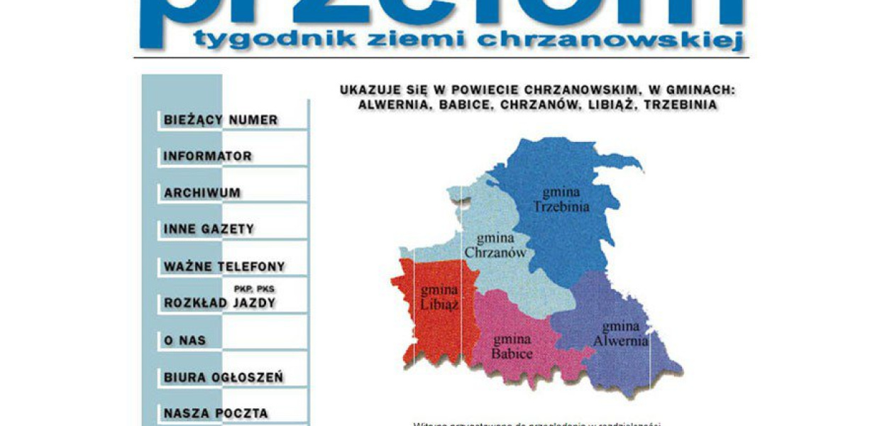 Tak wyglądała strona główna strony internetowej &quot;Przełomu&quot; w 1999 r. Jeszcze ze starym logo, które zachowaliśmy na dachu budynku redakcji