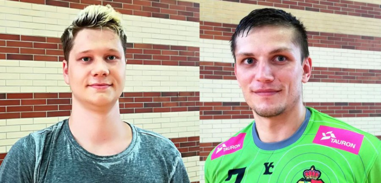 Nowe nabytki MTS-u bramkarz Patryk Rolewicz (z lewej) i rozgrywający Sebastian Danysz 