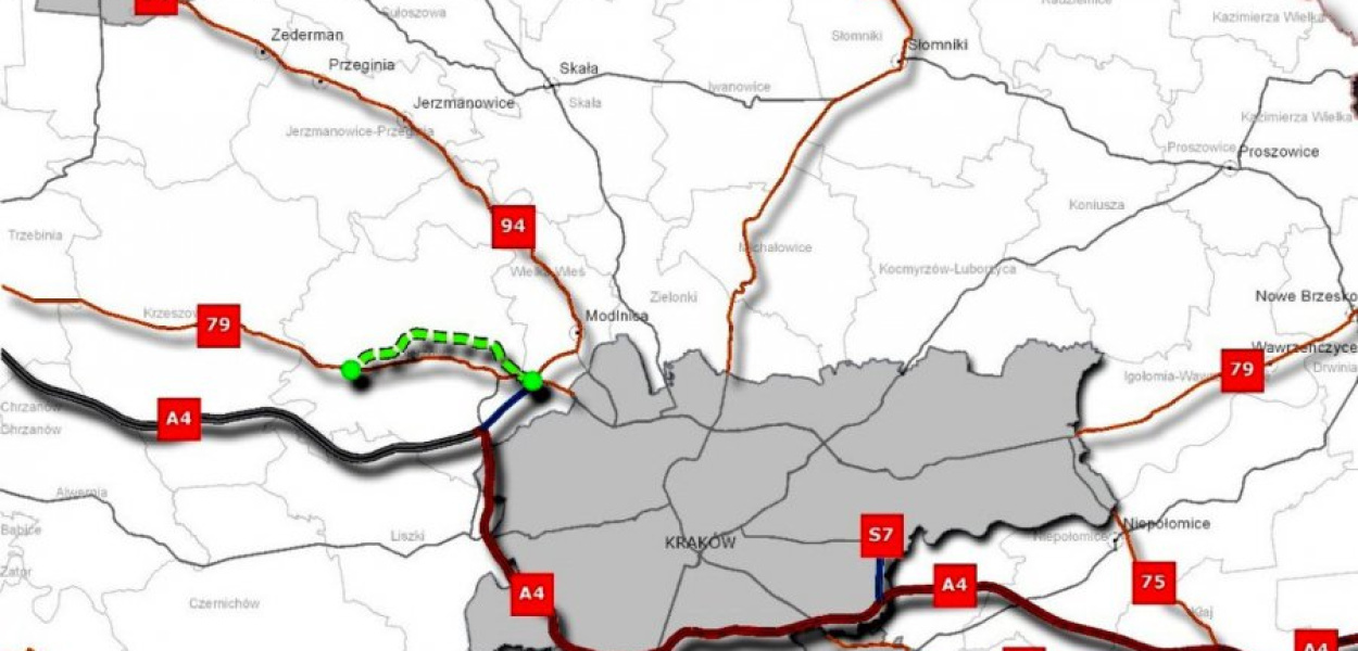 Zielonym kolorem oznaczona jest nowa droga. Mapka z archiwum GDDKiA