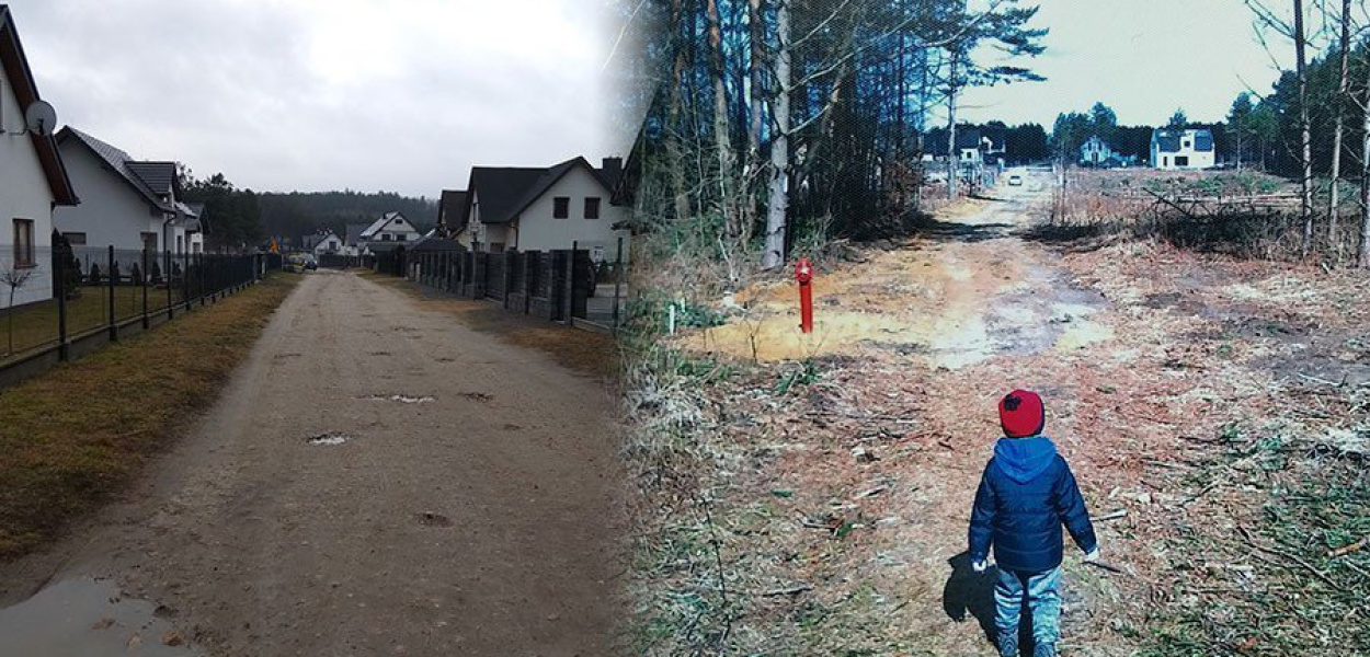 Ulica Borówkowa obecnie i cztery lata temu