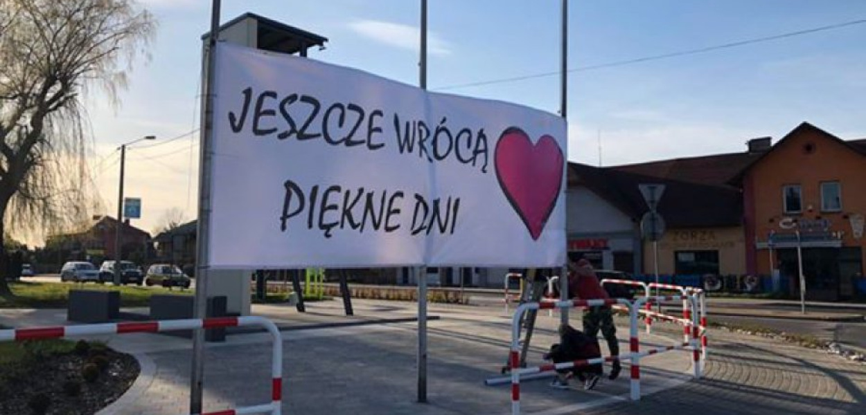Baner wiszący w pobliżu Ronda Uśmiechu, fot. udostępnione przez Agnieszkę Siudę 