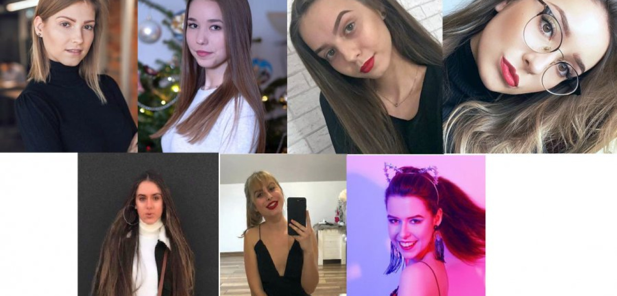 Uczestniczki konkursu. U góry od lewej Anna Kotlarska, Oliwia Łabuzek, Emilia Nowaki i Aleksandra Palka. Na dole od lewej Sandra Sokolińska, Dalia Syrokosz i Laura Wojewoda
