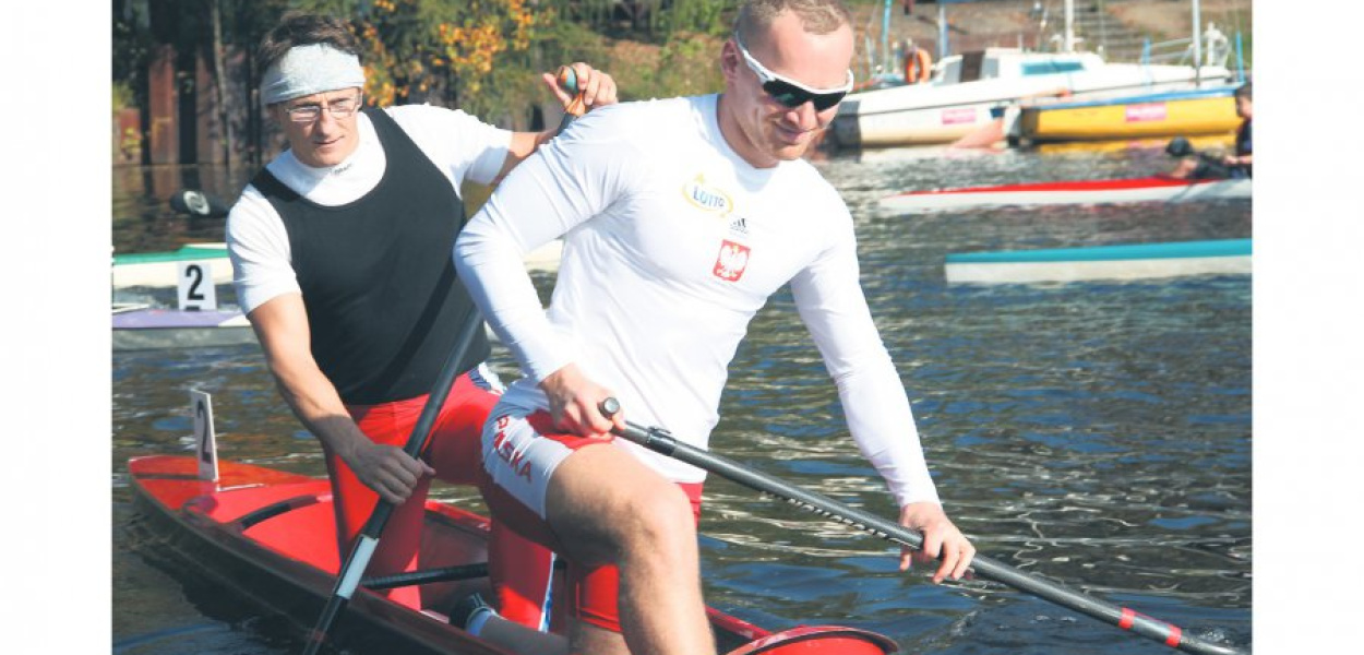 Piotr Kuleta (z przodu) podczas zawodów nad Chechłem