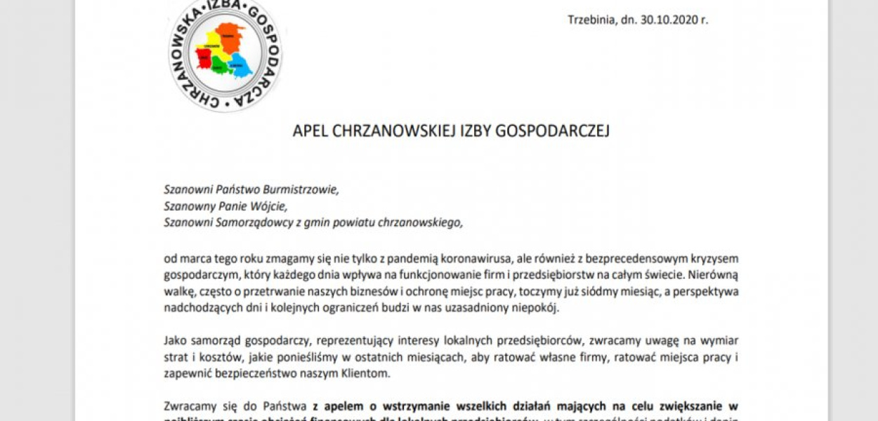 Chrzanów. Przedsiębiorcy apelują do władz lokalnych