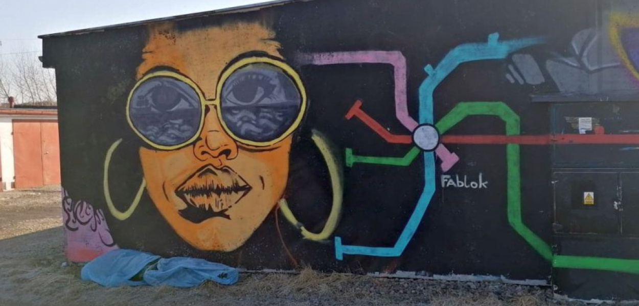 Graffiti na garażu przy ulicy Zielonej