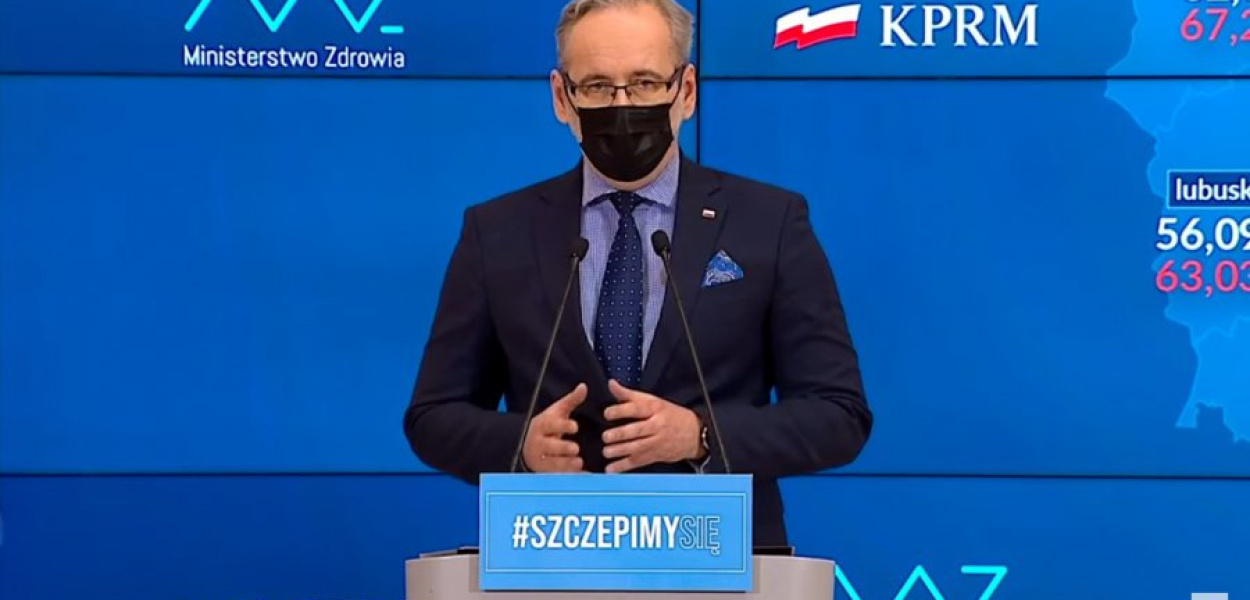 Minister zdrowia Adam Niedzielski podczas środowej konferencji