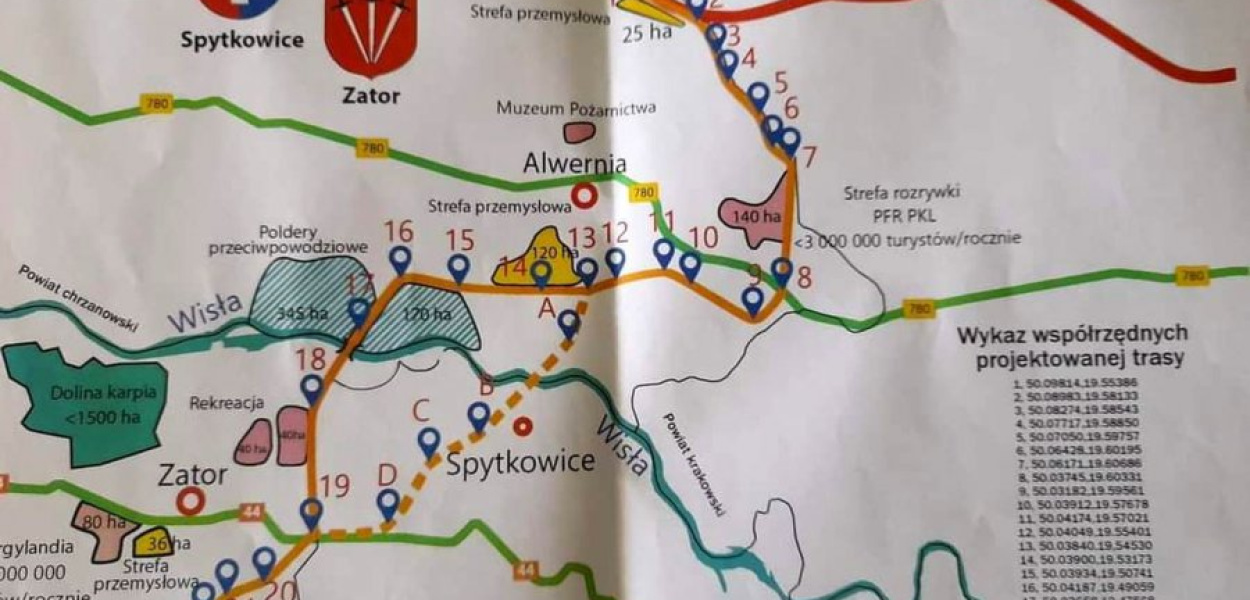 Taką wizualizację drogi (na pomarańczowo) dostają do wglądu osoby podpisujące się pod propozycją gminy