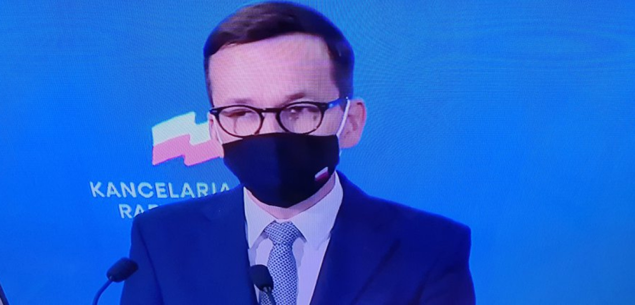 Mateusz Morawiecki podczas dzisiejszej konferencji prasowej