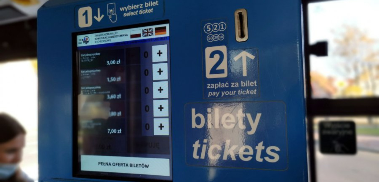 Biletomat w autobusie ZKKM Chrzanów