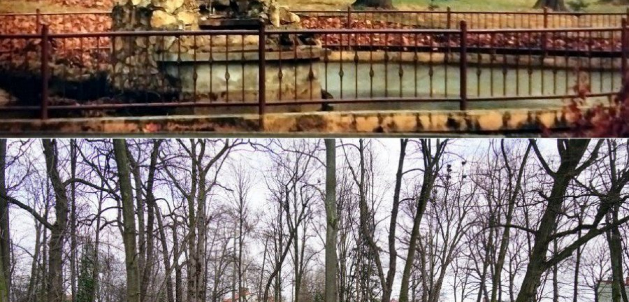 Tak było kiedyś w chrzanowskim parku, a tak jest dzisiaj (fot. Marek Szymaszkiewicz, Łukasz Dulowski)