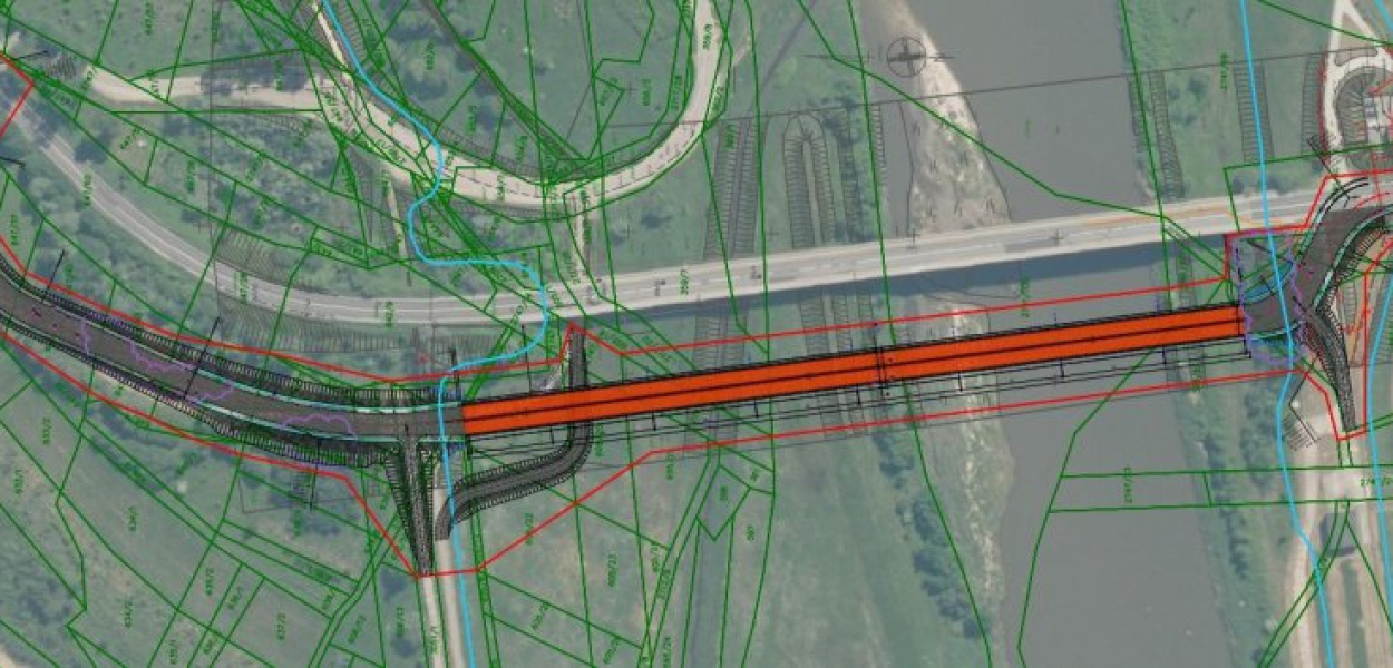 Most tymczasowy powstanie po prawej stronie od mostu głównego na Wiśle, patrząc od strony Jankowic. Fot. Udostępnione przez UMWM