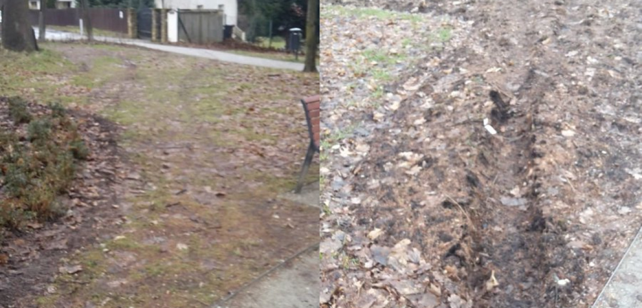Kolejny raz nowy park w Kościelcu został zniszczony. Fot. Osiedle w Kościelcu