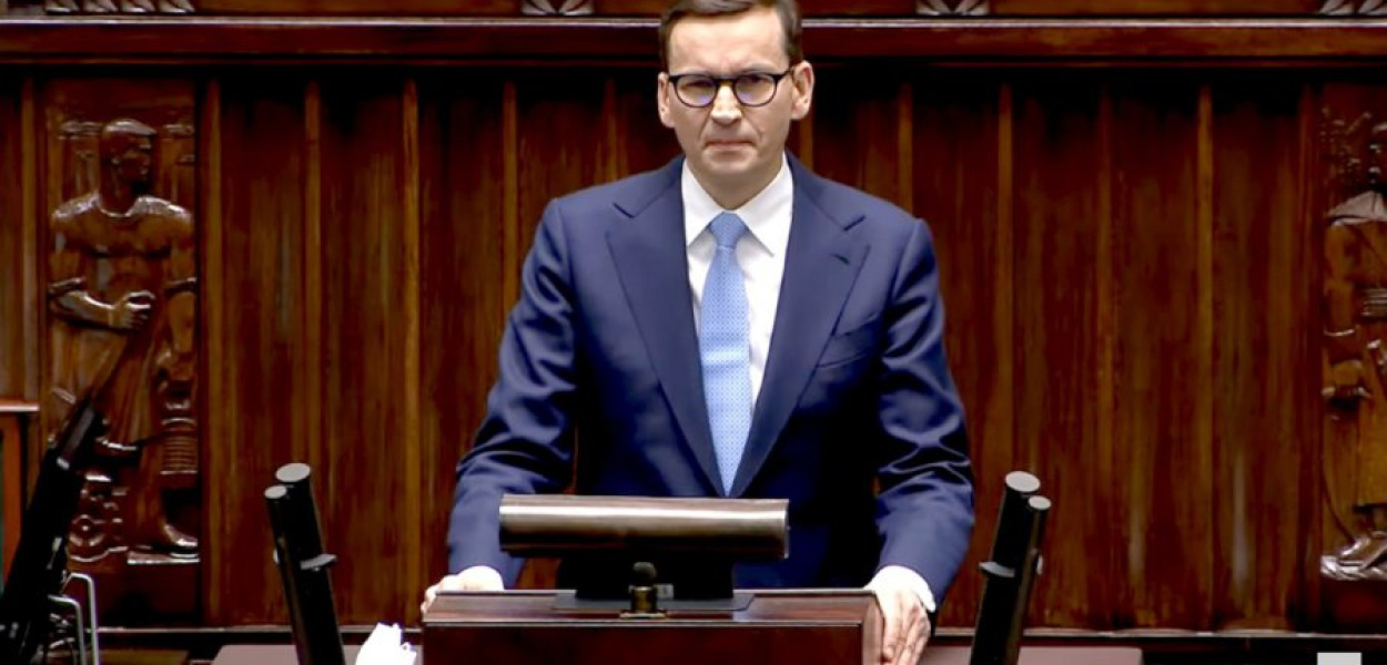 Premier Mateusz Morawiecki podczas wystąpienia w Sejmie