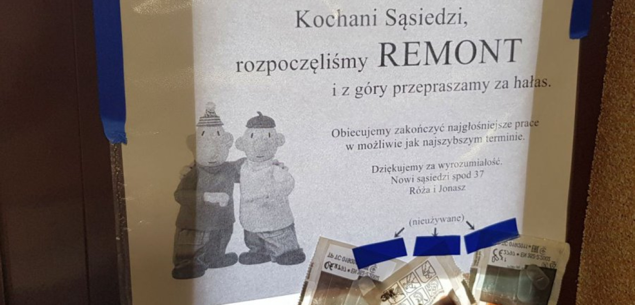 Kartka powieszona przez lokatorów