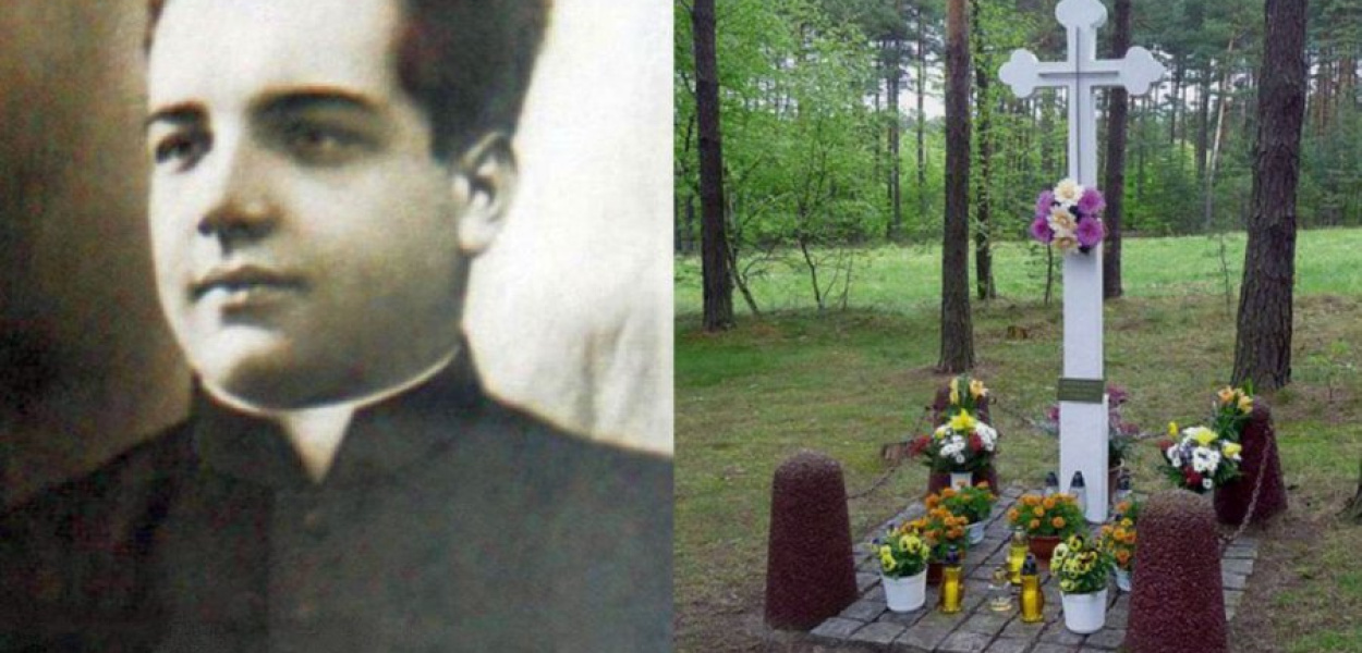 ks. Michał Rapacz został zamordowany w lesie w maju 1946 roku. Na miejscu jego śmierci stoi krzyż