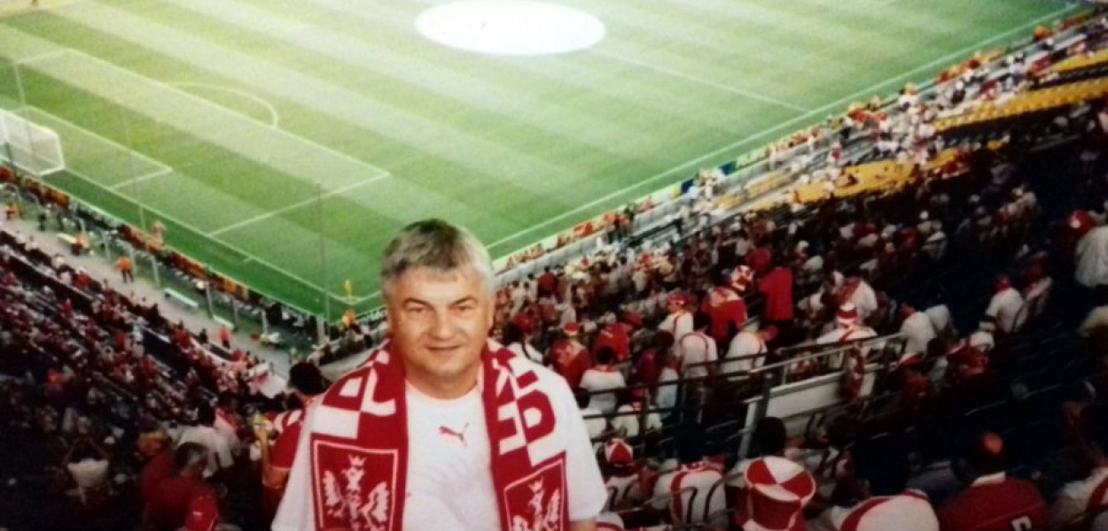 Antoni Gawronek na stadionie w Dortmundzie, gdzie 14 czerwca 2006 r. Polska zagrała z Niemcami. Fot. Z archiwum Antoniego Gawronka