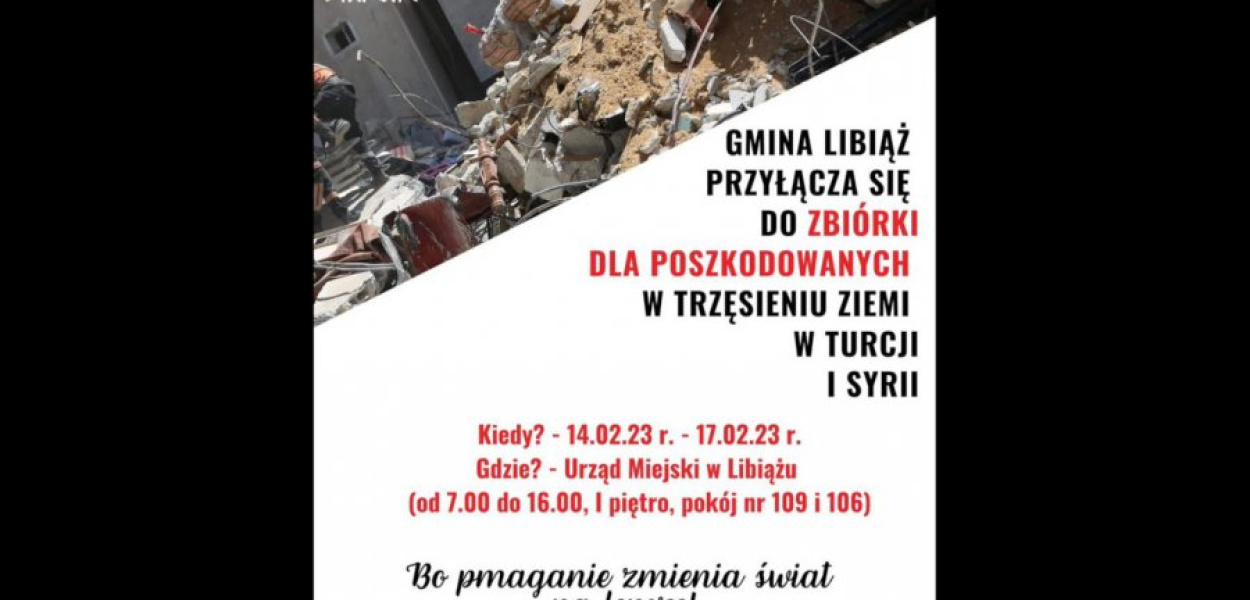 Gmina Libiąż włączyła się do zbiórki darów na rzecz poszkodowanych w wyniku trzęsienia ziemi