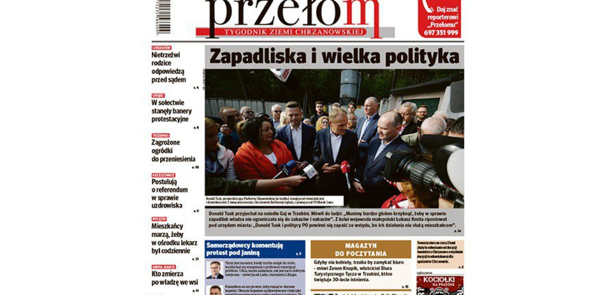 Okładka 19. numeru tygodnika &quot;Przełom&quot;