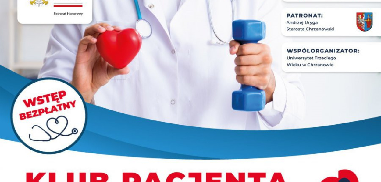 Plakat zapowiadający Klub Pacjenta w Chrzanowie